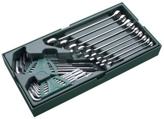 St08034e/gl09922/zestaw 27 kluczy płasko-oczkowych cal. i trzpieniowych metr. sata