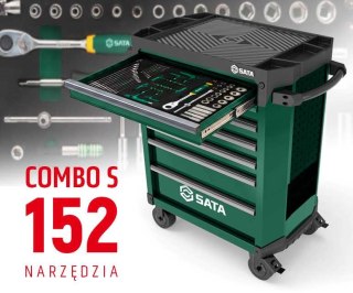 Wózek narzędziowy 7 szuflad st95113g pro zielony st09929g-s zestaw wkładek piankowych eva combo s 152 narzędzia sata