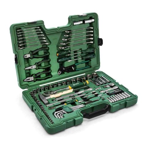 Zestaw 104 elementy kluczy nasadowych metr.1/4" i 1/2" , klucze, akcesoria sata