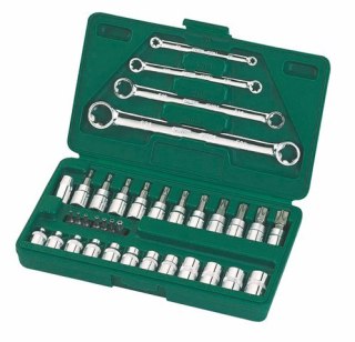 Zestaw 35 bitów na nasadkach 1/4", 3/8'' i kluczy e-torx sata
