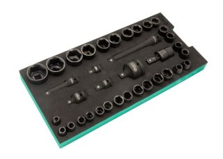 Zestaw 36 kluczy nasadowych udarowych 3/8" 1/2" - w piance eva sata