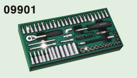 Zestaw 66 kluczy nasadowych 1/4" sata