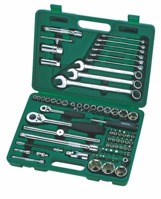 Zestaw 76 kluczy nasadowych 1/4" 1/2" sata