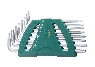 Zestaw 8 kluczy trzpieniowych torx z otworem sata