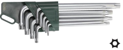 Zestaw 9 kluczy trzpieniowych torx extra długich z otworem sata