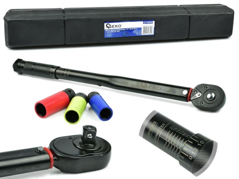 Klucz dynamometryczny 1/2 28-210nm nasadki alu 3el. Black HD GEKO
