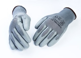 Rękawice poliestrowe pokryte poliuretanem, szare 9/L - 12par Grosley