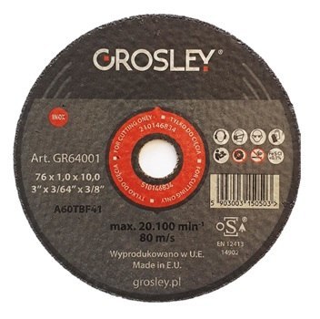 Tarcza do cięcia INOX 76x1.0x10mm Grosley