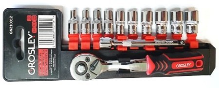 Zestaw 12 częściowy kluczy nasadowych 1/4" metrycznych na panelu Grosley