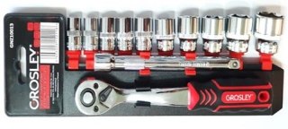 Zestaw 12 częściowy kluczy nasadowych 3/8" metrycznych na panelu Grosley