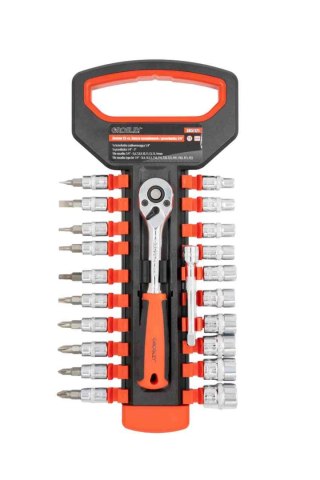 Zestaw 22-cz. kluczy nasadowych z grzechotką 1/4" Grosley