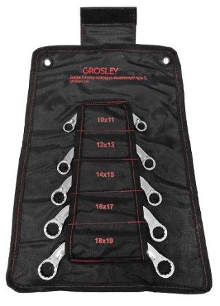 Zestaw 5 kluczy oczkowych dwustronnych typu C, metrycznych Grosley