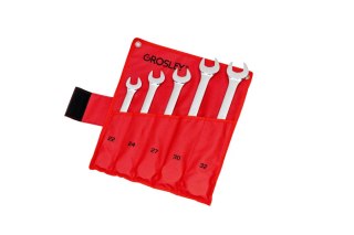 Zestaw 5 kluczy płasko-oczkowych z grzechotką 22,24,27,30,32mm w saszetce wykończenie poler Grosley