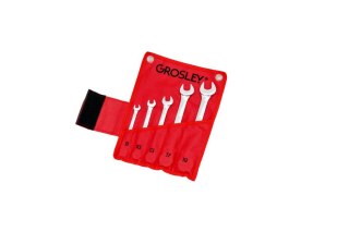Zestaw 5 kluczy płasko-oczkowych z grzechotką 8,10,13,17,19mm w saszetce wykończenie poler Grosley