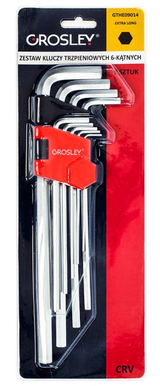 Zestaw kluczy trzpieniowych 6-kątnych extra długich - 9 szt. Grosley