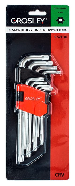 Zestaw kluczy trzpieniowych torx długich - 9 szt. Grosley