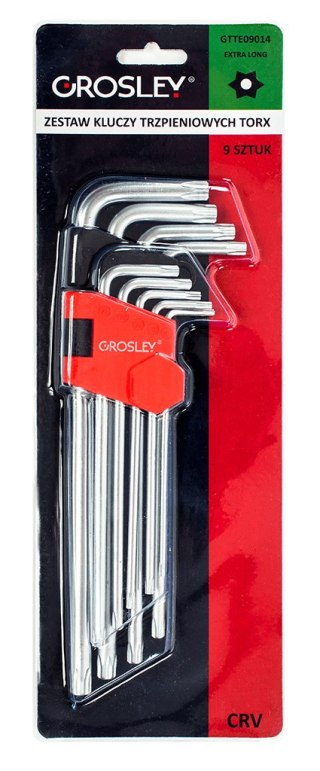 Zestaw kluczy trzpieniowych torx extra długich - 9 szt. Grosley