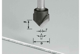 Festool - Frez specjalistyczny do wpustów "V" alu. płyt warstwowych - HW z trzpieniem 8 mm - HW S8 D18-90° (Alu)