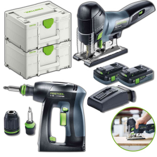 Festool zestaw akumulatorowy wiertarko-wkrętarka C 18 HPC 4,0 I Plus + Wyrzynarka PSC 420