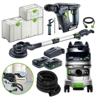 Festool zestaw: Szlifierka PLANEX LHS 2 225 + odkurzacz CTL 36 E AC PLANEX + Młotowiertarka BHC 18 I-PLUS