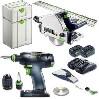 Festool zestaw Zestaw akumulatorowy Festool zagłębiarka TSC 55 KEBI + akumulatorowa wiertarko-wkrętarka T 18