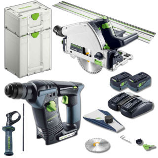 Festool zestaw akumulatorowy zagłębiarka TSC 55 5,2 KEBI-Plus/XL-FS + młotowiertarka BHC 18