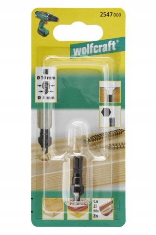 Wiertło z pogłębiaczem Wolfcraft WS, Ø 4/10mm, 3 krawędzie tnące, trzpień 6-kąt