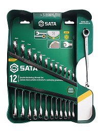 Zestaw kluczy płasko oczkowych z podwójną grzechotką SATA 12 elementów klucz X-BEAM