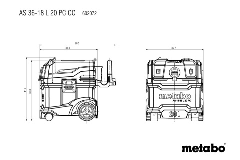Odkurzacz akumulatorowy AS 36-18 L 20 PC-CC Metabo 602072850