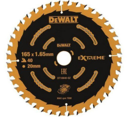 Piła tarczowa DeWalt EXTREME do cięcia drewna 165x20x1,65mm, 40 zębów