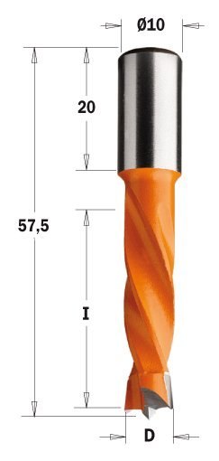 Wiertło nieprzelotowe CMT HW NP D=5 I=30 L=57,5 S=10x20 LH