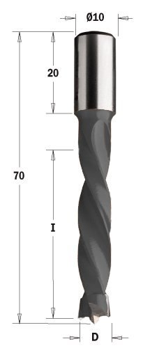 Wiertło nieprzelotowe długie CMT HW NP D=5 I=43 L=70 S=10x20 RH