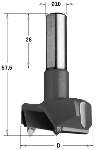 Wiertło puszkowe CMT HW D=15 L=57,5 S=10x26 RH