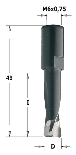 Frez Domino CMT DF 500 - D=10 - I=28 L=49 S=M6x0,75