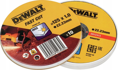 TARCZA DEWALT DO CIĘCIA STALI 125 X 1MM INOX 10 sztuk