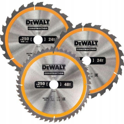 Tarcza DeWalt 216mm 3 pack 2x 24T 1x 40T