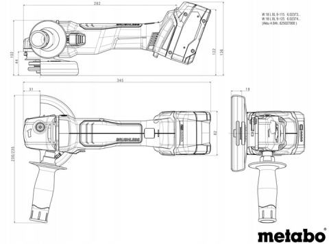 W 18 L BL 9-125 AKUMULATOROWA SZLIFIERKA KĄTOWA METABO