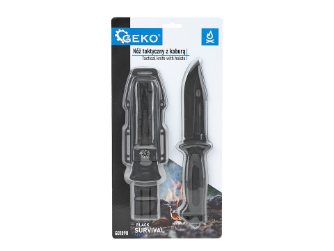 Nóż taktyczny GEKO 275/135mm z kaburą BLACK SURVIVAL SERIES Nóż taktyczny GEKO 275/135mm z kaburą BLACK SURVIVAL SERIES