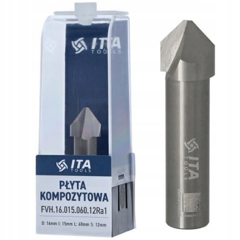 Frez VHM Do zaginania płyty kompozytowej Z2 D=16 I=15 L=60 S=12 RH A=90 d1=3 ITAA TOOLS
