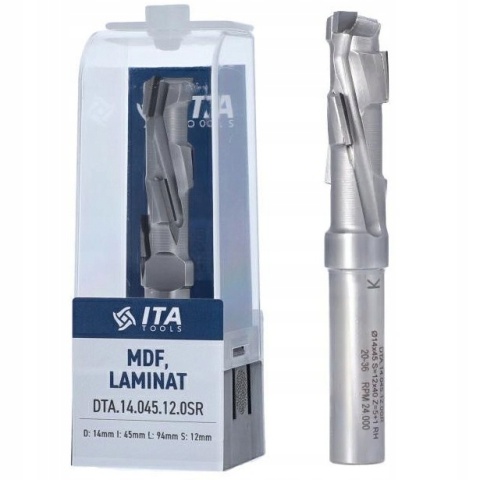 ITA Frez diamentowy prosty 3 spirale korpus STAL D=14 I= 45 L= 94 S=12x40RH 5PCD 1HM H2,5