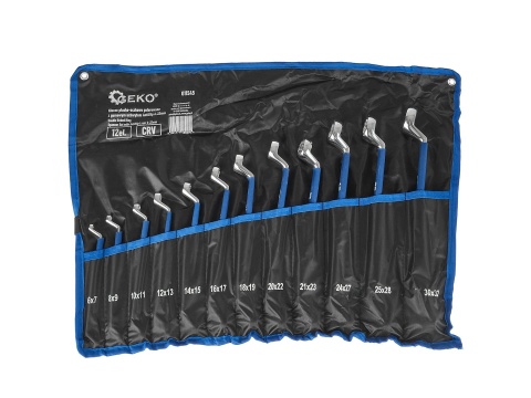 Klucze oczkowe polerowane GEKO z gumowym uchwytem AntiSlip 6-32mm 12el. CRV