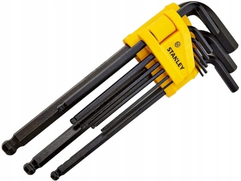 Klucze sześciokątne STANLEY z łbem kulistym kpl. 9 szt. 1,5-10 mm