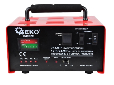 Prostownik z rozruchem GEKO 75A 6/12V