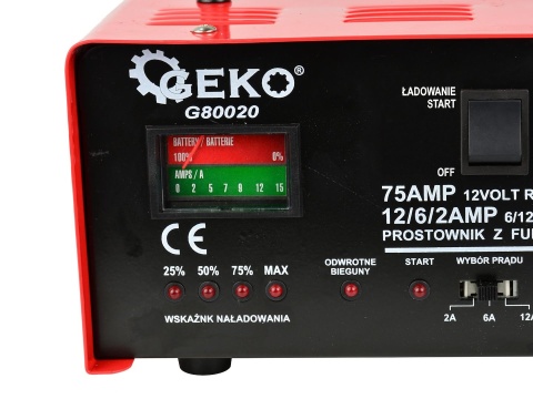Prostownik z rozruchem GEKO 75A 6/12V