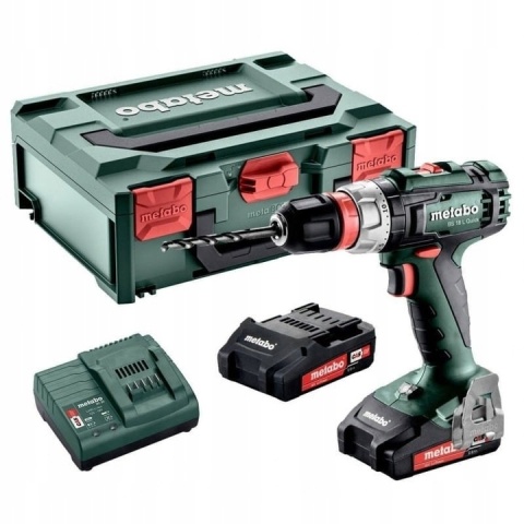 Wiertarko-wkrętarka akum. METABO BS 18 L Quick 18V 2x2Ah LiPOWER; Ładowarka SC 36; metaBOX 145