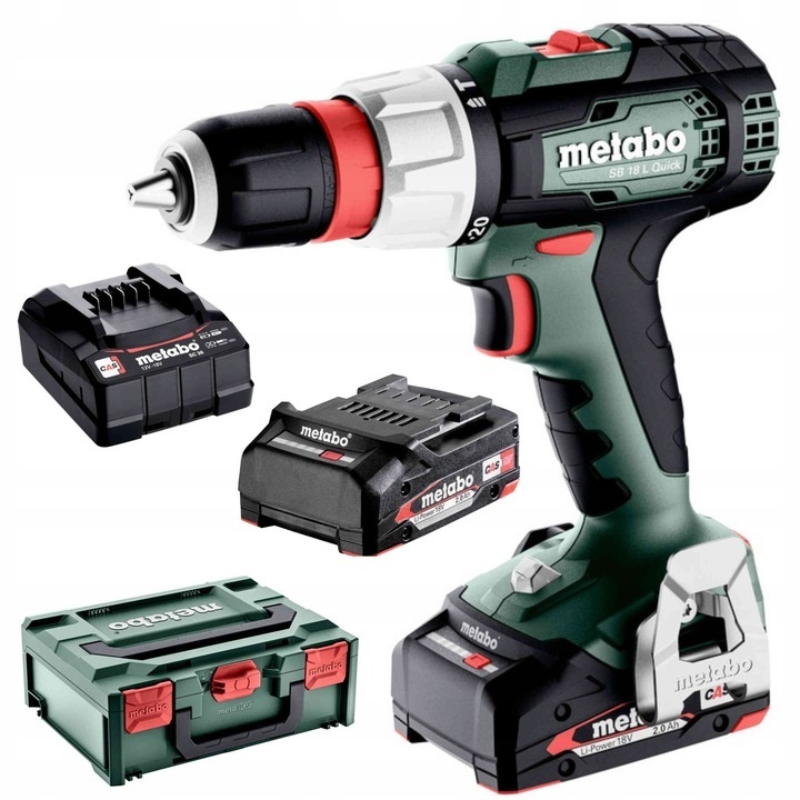 Wiertarko wkrętarka akumulatorowa z udarem Metabo SB 18 L QUICK, 2x2,0 Ah, metaBOX