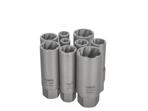 Zestaw długich nasadek do urwanych śrub TVARDY 11 el. 6-19mm CR-MO