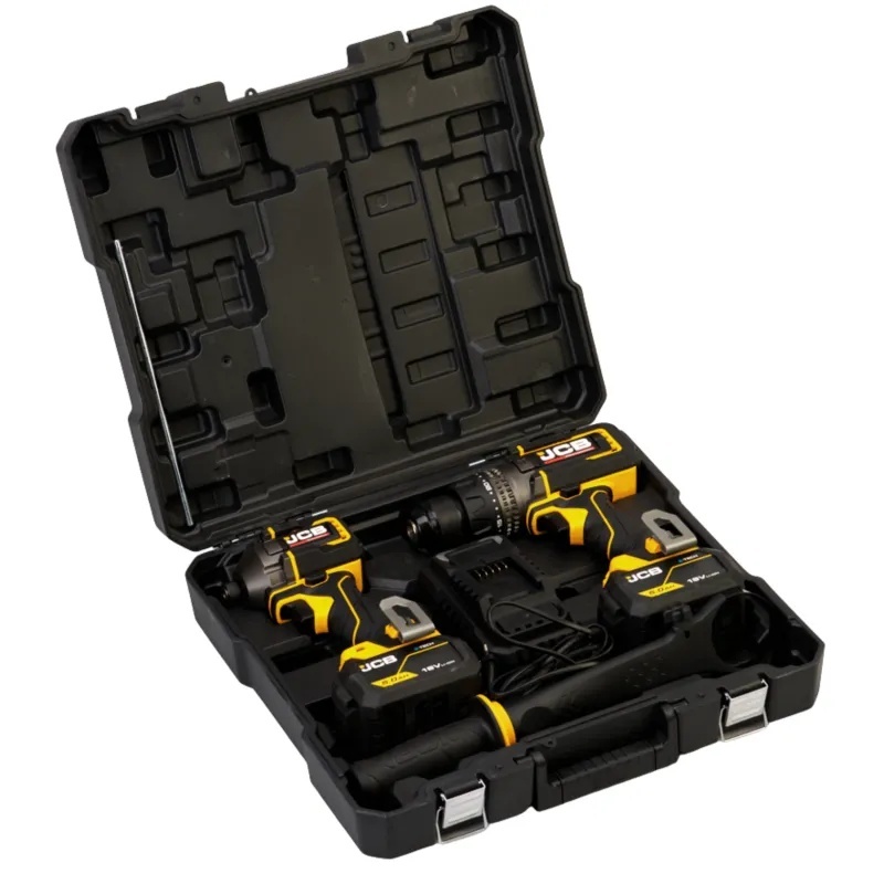 JCB Pro Power Tools 18V Zestaw (2 narzędzia) Wiertarko-wkrętarka udarowa (160 Nm) Zakrętarka udarowa (230 Nm) 2x akumulator