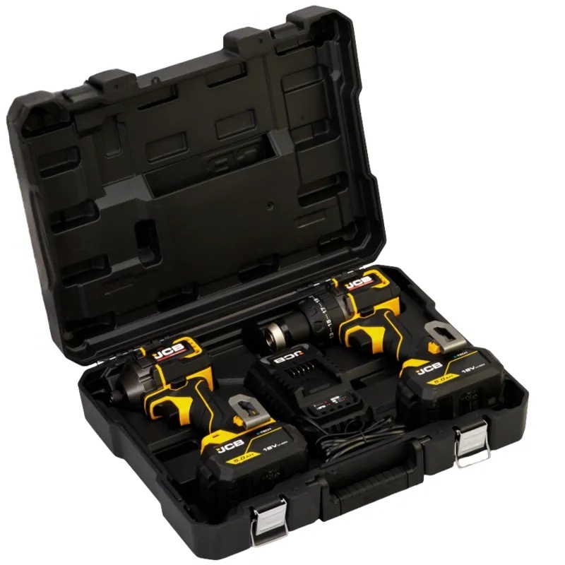 JCB Pro Power Tools 18V Zestaw kompaktowy (2 narzędzia) Wiertarko-wkrętarka udarowa (75 Nm) Zakrętarka udarowa (230 Nm) 2x a