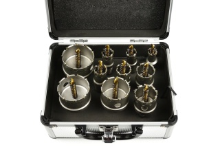 Komplet otwornic widiowych GEKO do metalu z wiertłem tytanowym 10szt. 16-53mm